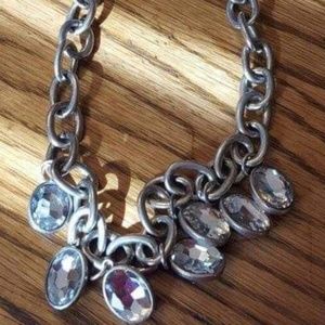 Large headlight silver tone chain link necklace